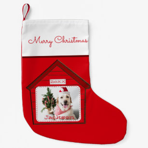 Family Dog Custom Name and Photo Portrait Small Christmas Stocking