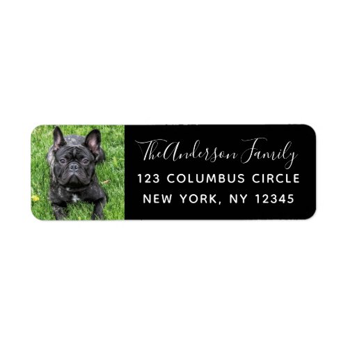 Family Dog Photo Black Custom Return Address Label