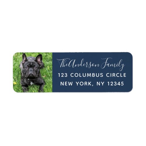 Family Dog Photo Blue Custom Return Address Label