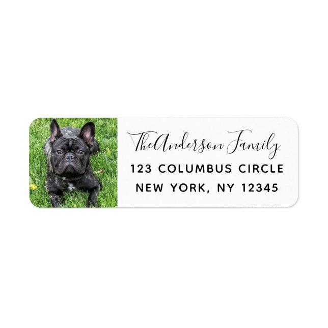 Family Dog Photo White Custom Return Address Label (Front)