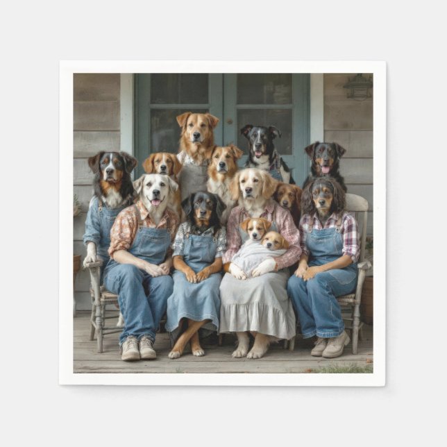 Family Dog Portrait Napkins (Front)