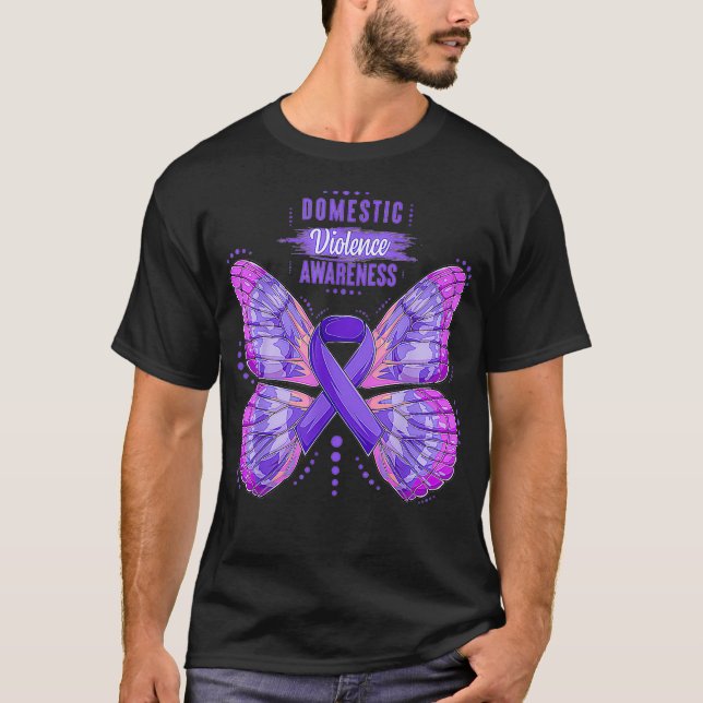 Family Domestic Violence Awareness Purple Ribbon b T-Shirt (Front)