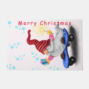 Family Doormat Merry Christmas Gnome with Gifts