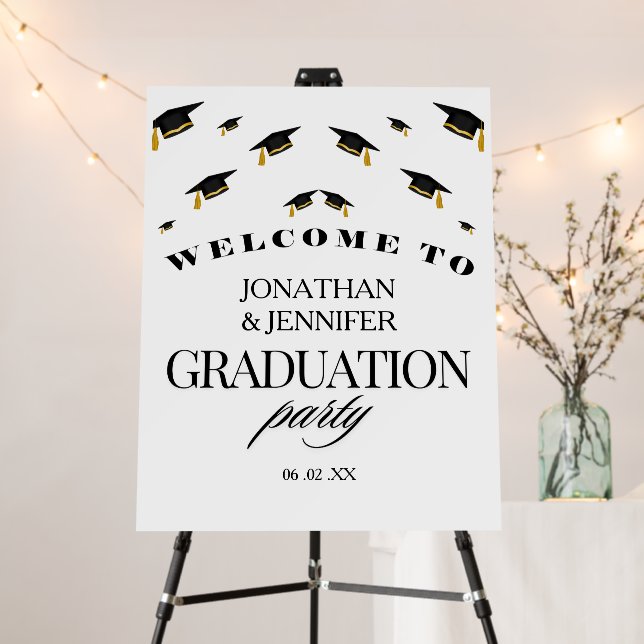Family Double Graduation Party Welcome Foam Board (In Situ (Stand))