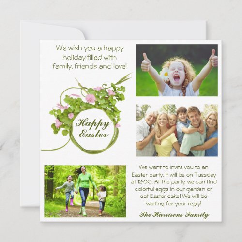 Family Easter Your photos Green  Invitation