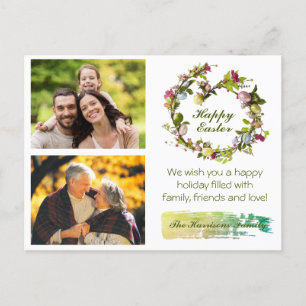 Family Easter Your photos Green Postcard