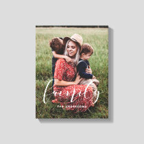 Family elegant calligraphy overlay photo canvas print