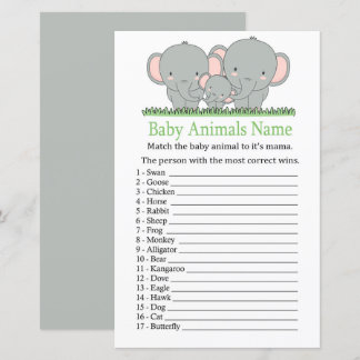 Family elephant Baby Animals Name Game