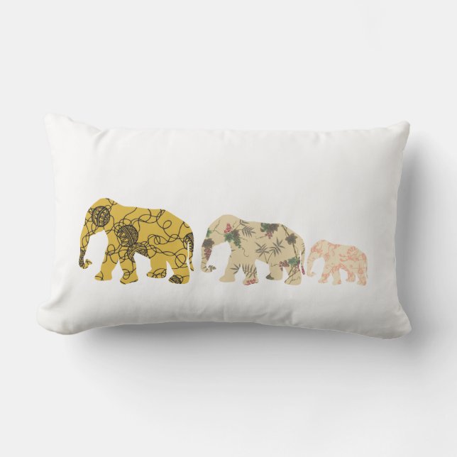 Family Elephants Lumbar Pillow (Front)