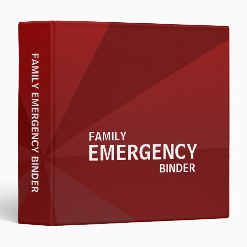 Family Emergency Red Starburst  3 Ring Binder