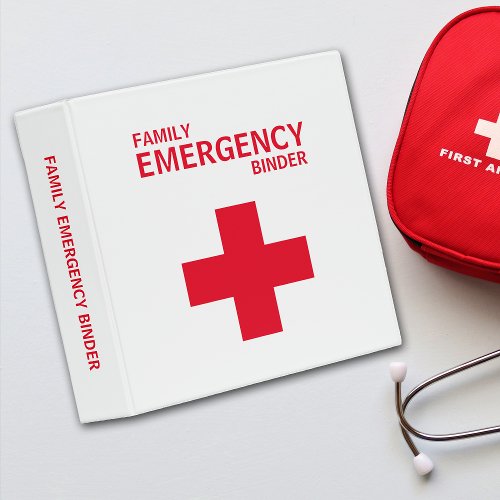 Family Emergency Red Starburst  3 Ring Binder