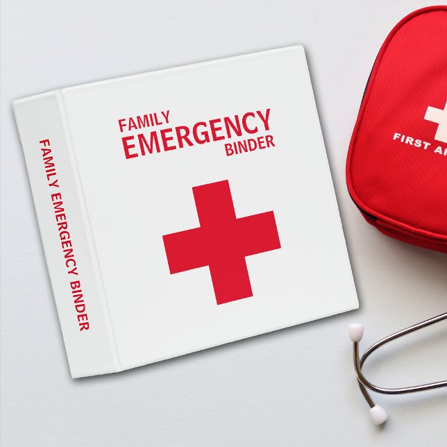 Family Emergency Red Starburst  3 Ring Binder (Creator Uploaded)