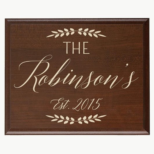Family Established 9"x12" Cherry Wall Plaque (Front)