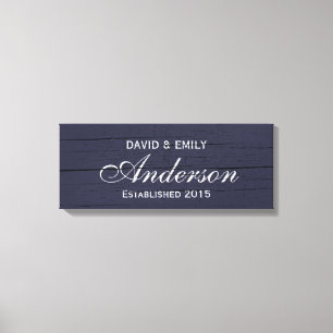 Family Established Dark Blue Family Name Sign