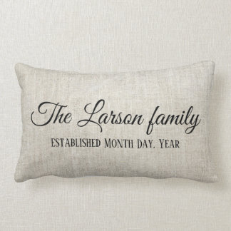 Family Established Date on linen look personalize Lumbar Pillow