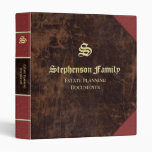 Family Estate Planning Vintage Leather Print 3 Ring Binder
