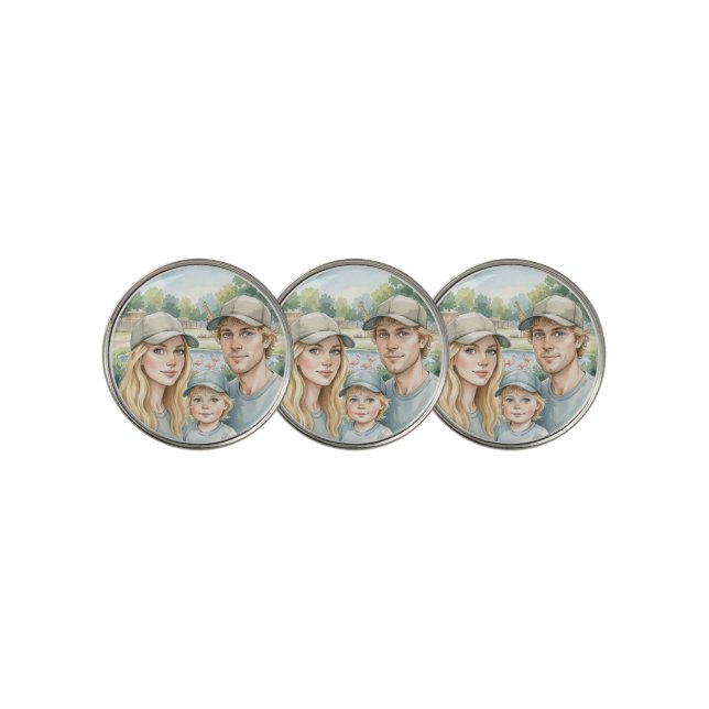 Family face Custom  Golf Ball Marker (3 Up)