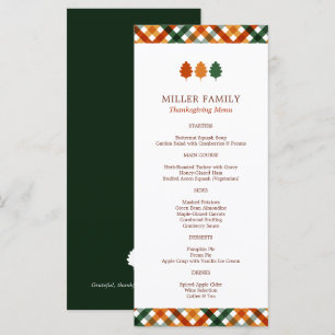 Family Fall Thanksgiving Dinner Flat Menu