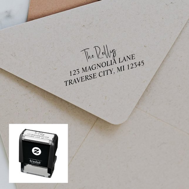 Family Fancy Return Address Self-inking Stamp (Creator Uploaded)