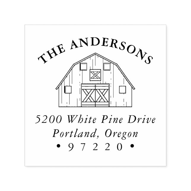 Family Farm Barn Return Address Self-inking Stamp (Design)