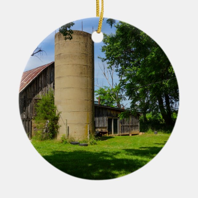 Family Farm Ceramic Ornament (Front)