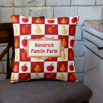 Family Farm Country Kitchen Apples And Pears Throw Pillow by VillageDesign at Zazzle