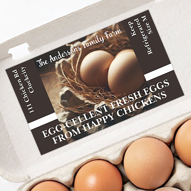 Family Farm Custom Eggs in a Nest Photo Template Rectangular Sticker (Creator Uploaded)