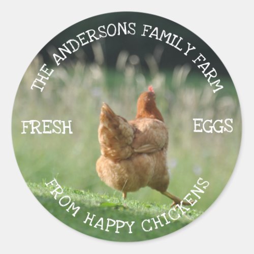 Family Farm Custom Funny Chicken Photo Farmers Classic Round Sticker