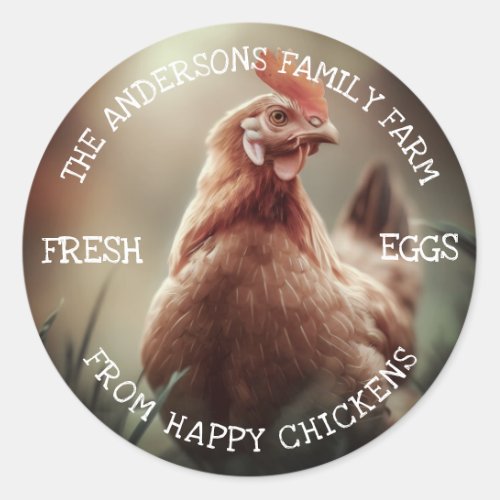 Family Farm Custom Photo Template Cute Chicken Classic Round Sticker