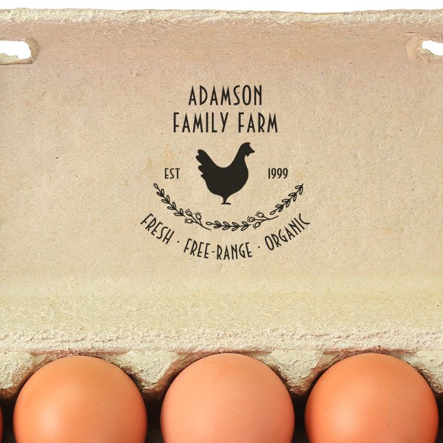 Family farm egg carton self-inking stamp (Rubber Stamp Mock-up)