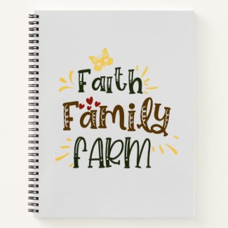 Family, Farm, Faith, Red, Green, Yellow Notebook
