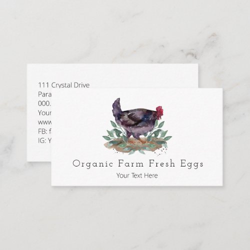 Family Farm Fresh Eggs Chickens Organic Gardening  Business Card