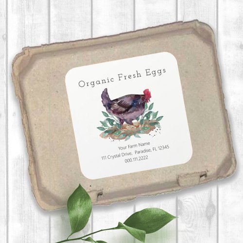 Family Farm Fresh Organic Chicken Eggs Carton Square Sticker