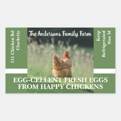 Family Farm Funny Chicken Photo Template Green Rectangular Sticker