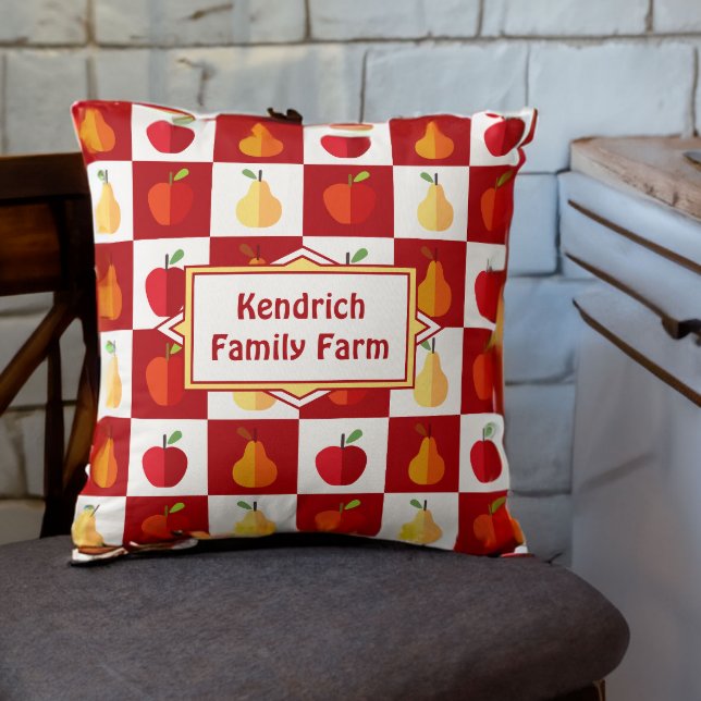 Family Farm Orchard of Apples and Pears Throw Pillow (Creator Uploaded)