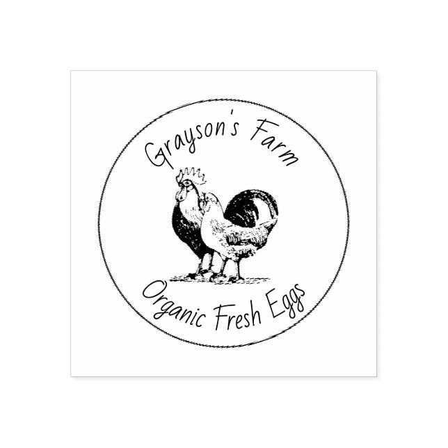 Family Farm Organic Fresh Eggs Rubber Stamp (Imprint)