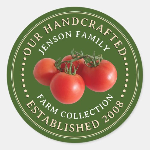 Family Farm Produce Label Tomatoes on Green Logo 