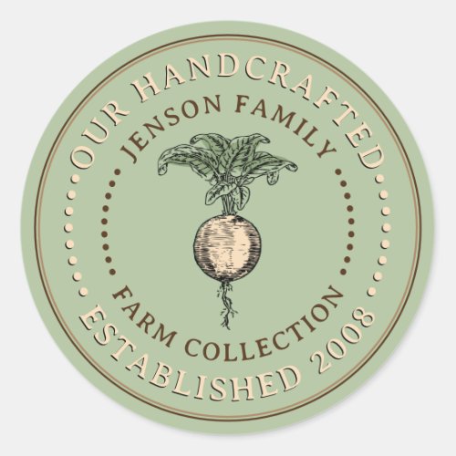 Family Farm Produce Label  Turnip on Green Logo 