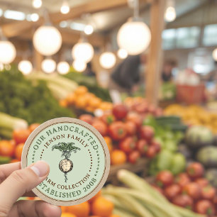 Family Farm Produce Label  Turnip on Green Logo 