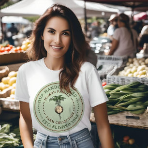 Family Farm Produce Label Turnip on Green Logo T-Shirt