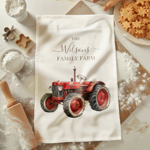 Family Farm Rustic Vintage Red Tractor Kitchen Towel