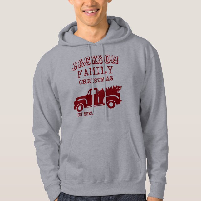 Family Farm Truck Custom Name Christmas Hoodie (Front)