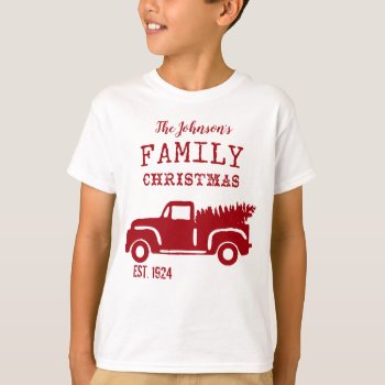 Family Farm Truck Kids Red T-shirt by MiniBrothers at Zazzle