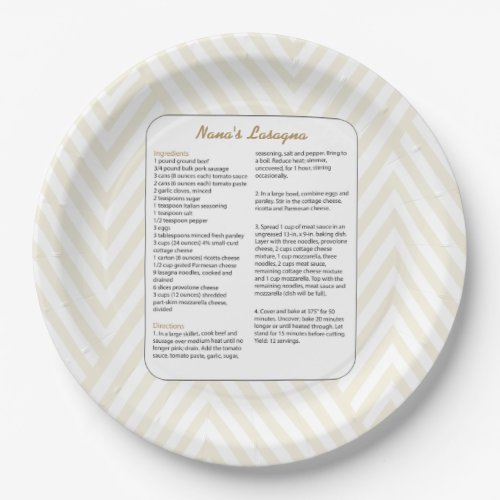 Family Favorite Recipe Chevron _ Lasagna Paper Plates