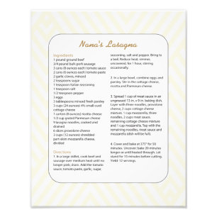 Family Favorite Recipe Chevron - Lasagna Photo Print