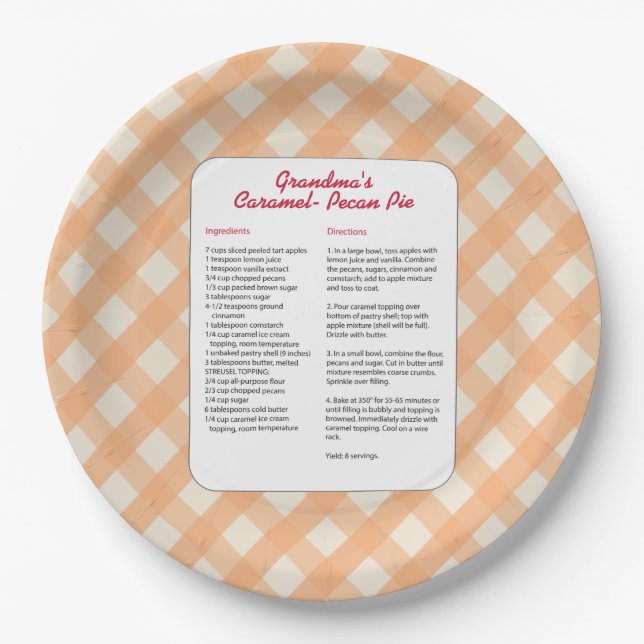 Family Favorite Recipe - Pie Paper Plates (Front)
