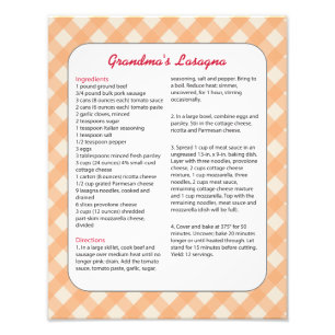 Family Favorite Recipe Retro - Lasagna Photo Print