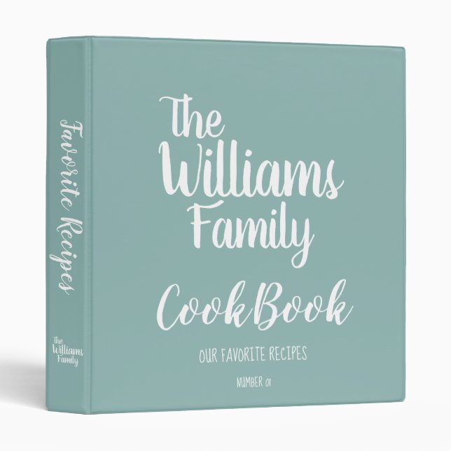 Family favorite recipes neutral blue cookbook 3 ring binder (Front/Spine)