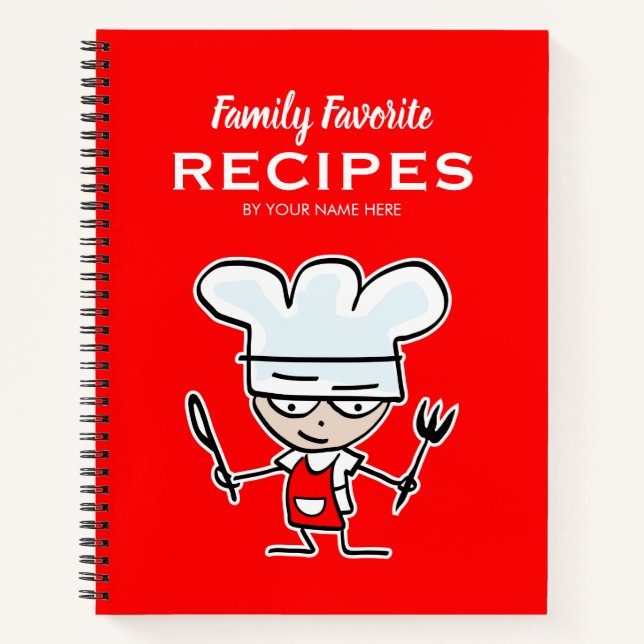 Family favorite recipes organizer fun cartoon chef notebook (Front)