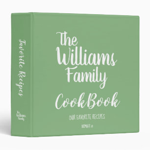 Family favorite recipes sage green cookbook 3 ring binder